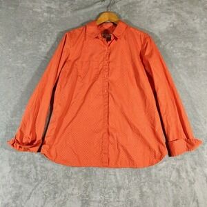 Cutter & Buck‎ Shirt Womens XL Orange Polka Dot Long Sleeve Button Up Top Cotton